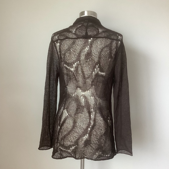 Eileen Fisher Linen Blend Lace Open Front Draped Cardigan MSRP$168 - Picture 8 of 15